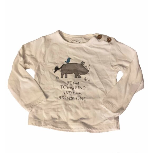 Mudpie Baby Girl 3-6 Months Shirt Long Sleeve Be Kind To Every Kind Elephant Top - Picture 1 of 5